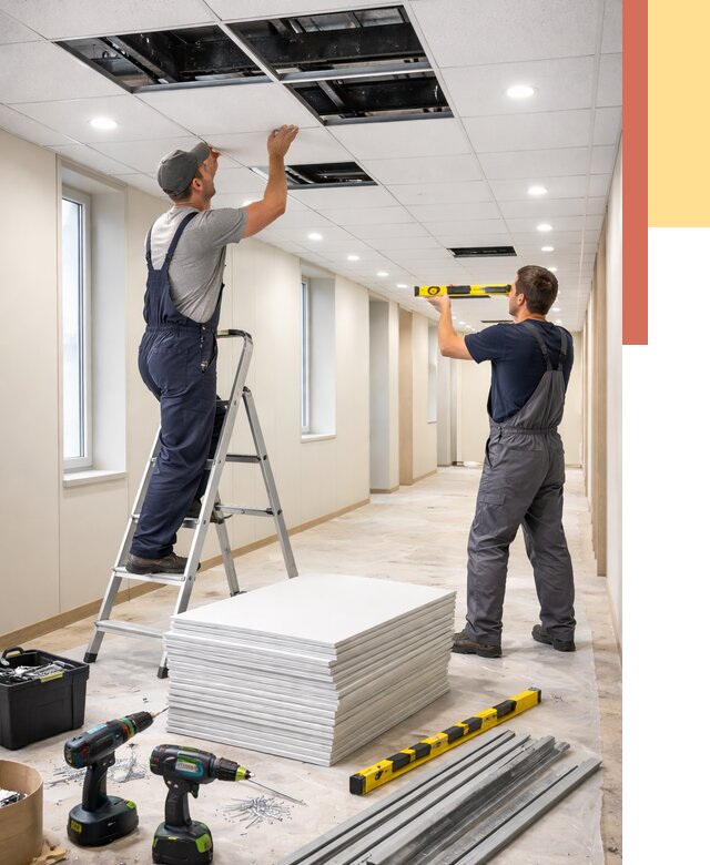 Ремонт потолка Армстронг в Люберцах от 4734 руб. — быстро и недорого | ОТДЕЛОЧНИК-Люб