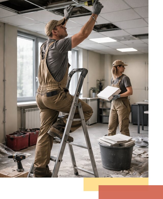 Ремонт потолка Армстронг и замена плит в Люберцах