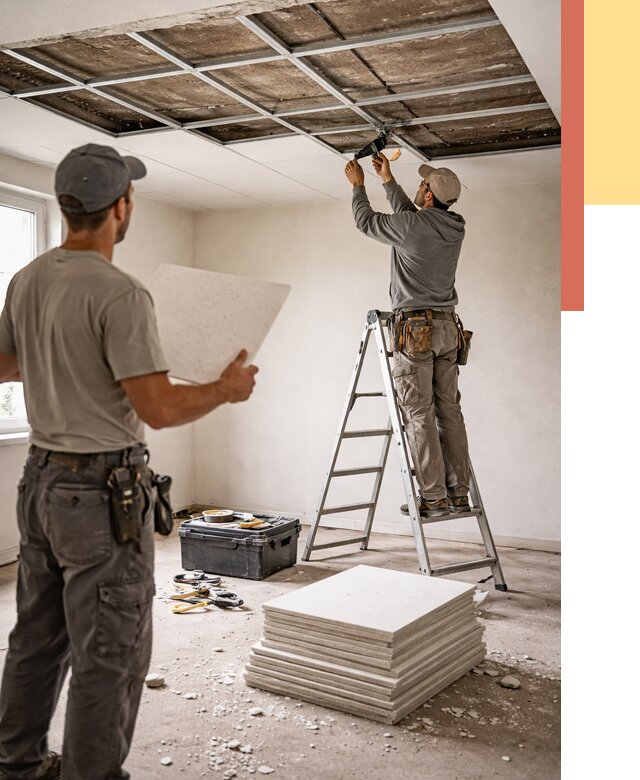 Замена плит подвесного потолка в Люберцах от 1841 руб. быстро и недорого | ОТДЕЛОЧНИК-Люб