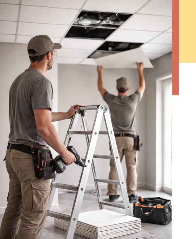 Обслуживание подвесного потолка в Люберцах от 3682 руб. — быстро и недорого | ОТДЕЛОЧНИК-Люб