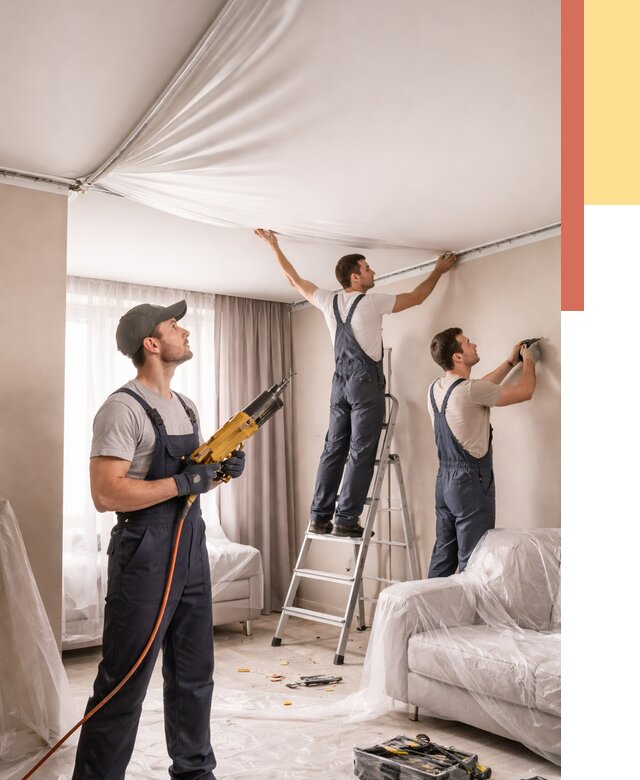 Установка натяжного потолка в Люберцах от 4734 руб. | Быстро и недорого — ОТДЕЛОЧНИК-Люб