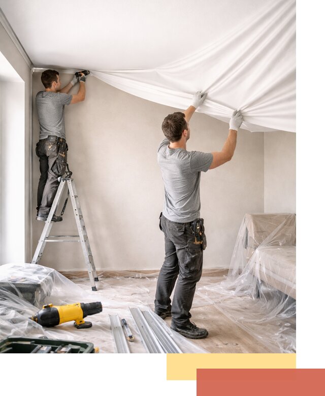 Монтаж тканевого натяжного потолка в Люберцах недорого и быстро