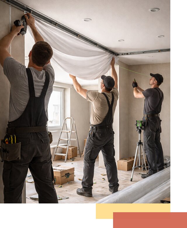 Монтаж парящего натяжного потолка под ключ в Люберцах