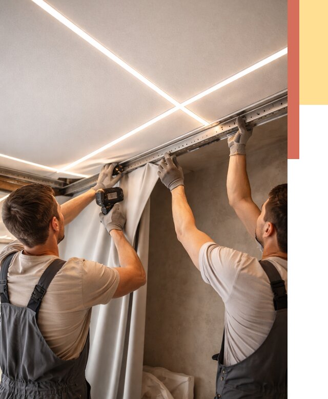 Монтаж натяжного потолка со световыми линиями в Люберцах от 1263 руб. | ОТДЕЛОЧНИК-Люб