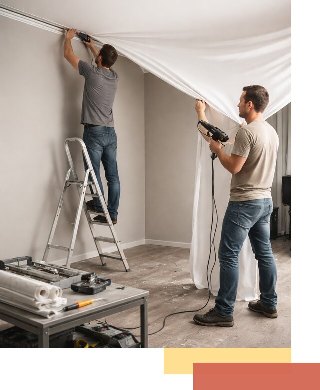 Монтаж натяжного потолка в студии в Люберцах