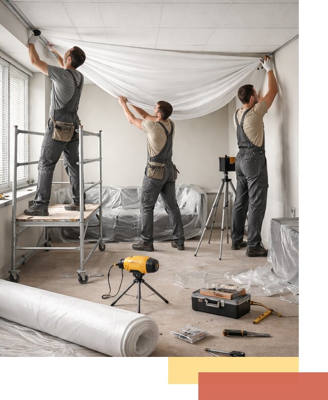 Монтаж натяжного потолка в офисе в Люберцах