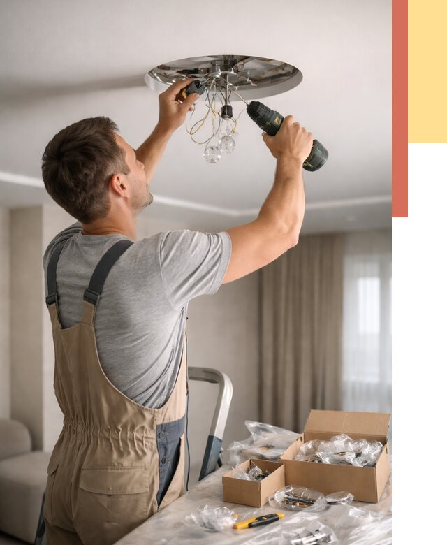 Установка люстры в натяжной потолок в Люберцах от 1263 руб. | Быстро и недорого — ОТДЕЛОЧНИК-Люб