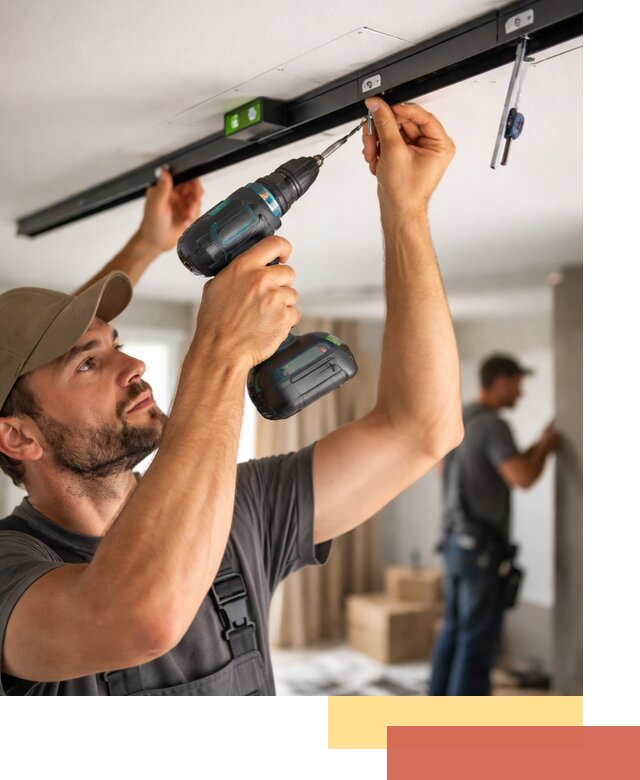 Установка трековых светильников в натяжной потолок в Люберцах