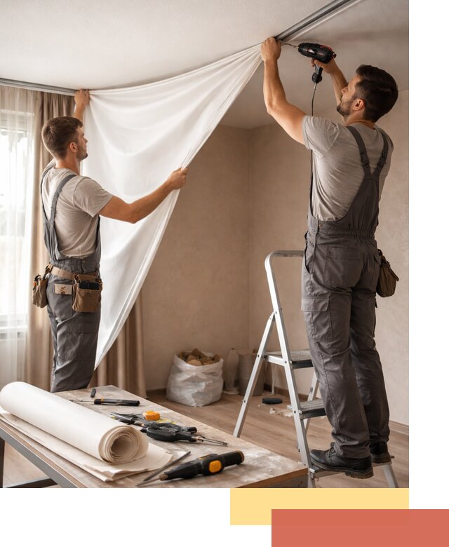 Замена полотна натяжного потолка в Люберцах быстро и качественно