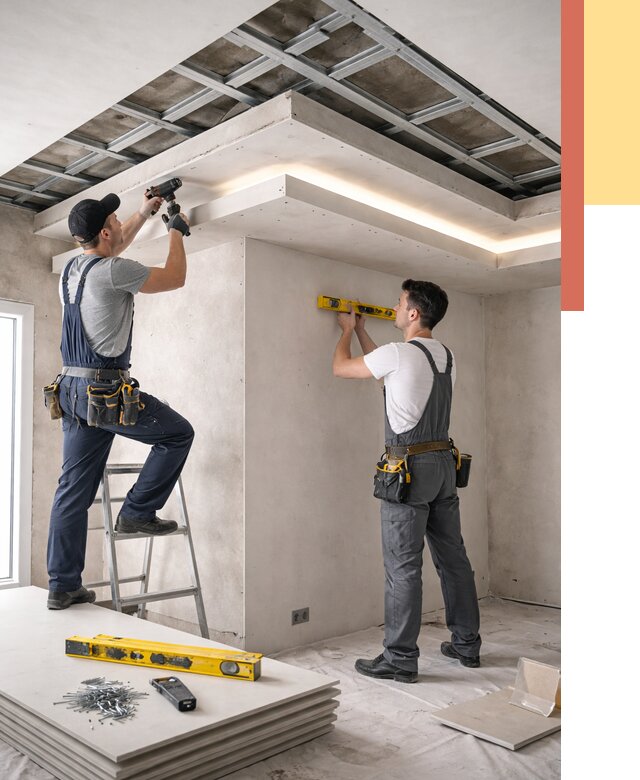 Двухуровневый потолок из гипсокартона в Люберцах от 1526 руб. под ключ | ОТДЕЛОЧНИК-Люб