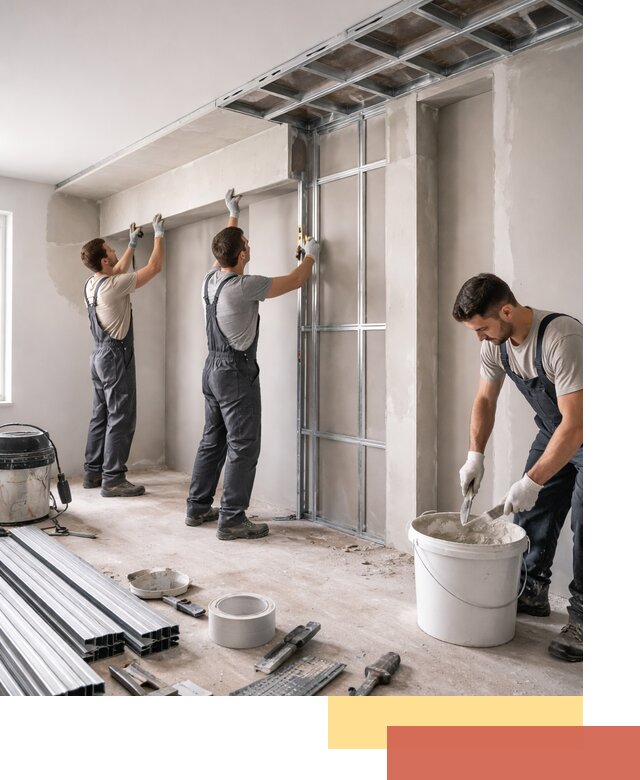 Монтаж потолка из гипсокартона с нишей в Люберцах