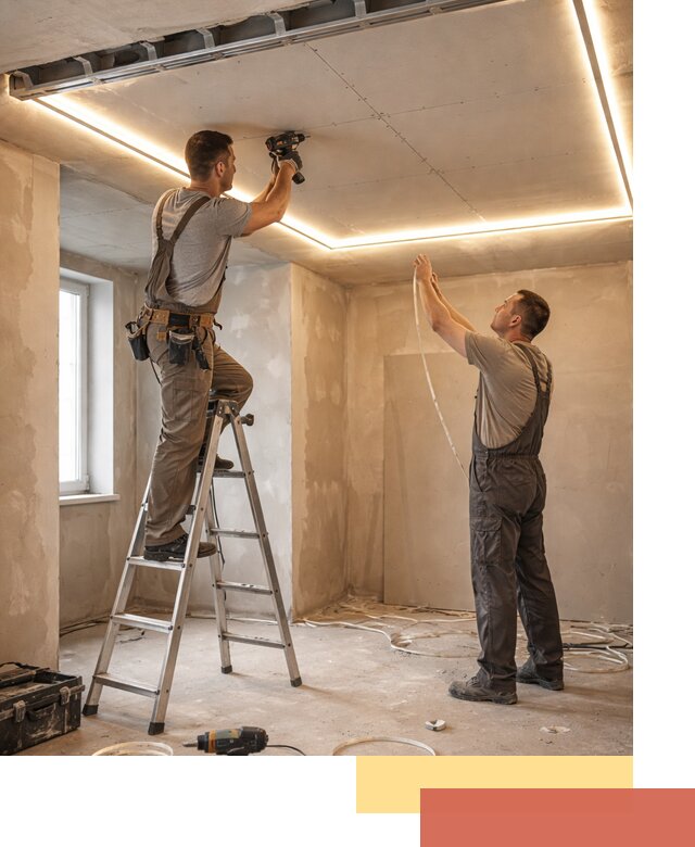 Потолок из гипсокартона с подсветкой в Люберцах