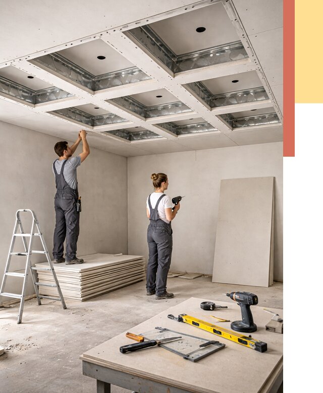 Кессонный потолок из гипсокартона в Люберцах от 1946 руб. — монтаж и под ключ | ОТДЕЛОЧНИК-Люб