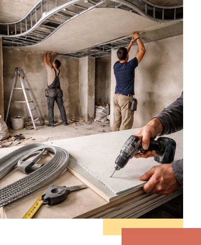 Криволинейный потолок из гипсокартона в Люберцах — монтаж и отделка