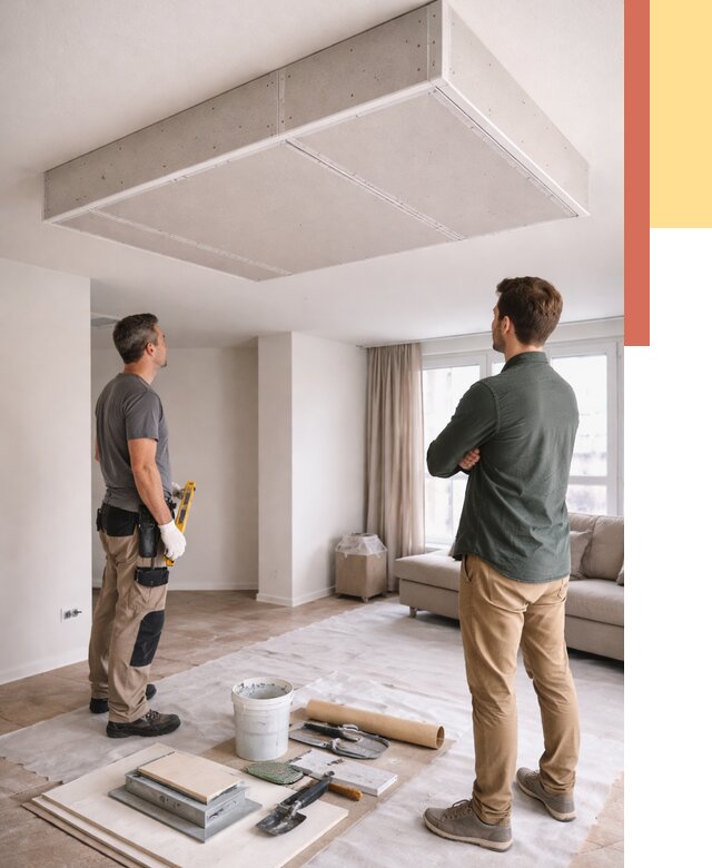 Короб на потолке из гипсокартона в Люберцах от 2315 руб. — монтаж и услуги под ключ | ОТДЕЛОЧНИК-Люб