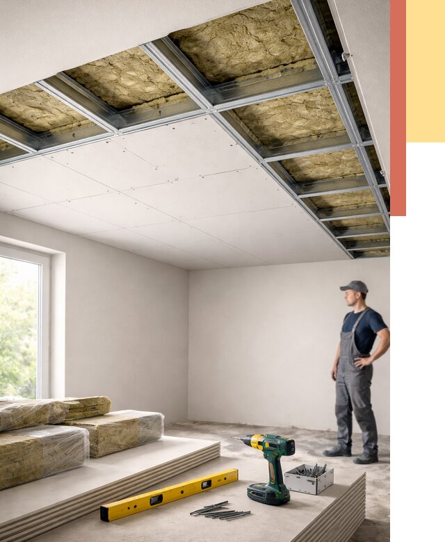 Звукоизоляция потолка ГКЛ в Люберцах от 999 руб. — монтаж под ключ | ОТДЕЛОЧНИК-Люб