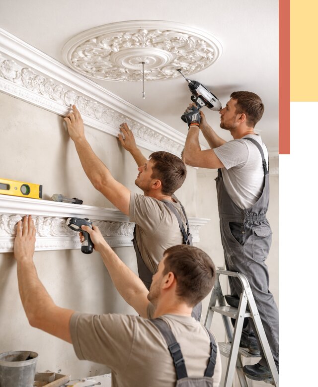 Монтаж лепнины на потолок в Люберцах от 3367 руб. быстро и недорого | ОТДЕЛОЧНИК-Люб