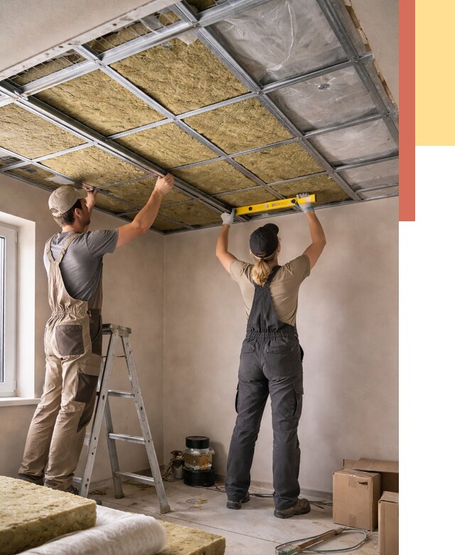 Шумоизоляция потолка в Люберцах от 1315 руб. под ключ — услуги ОТДЕЛОЧНИК-Люб